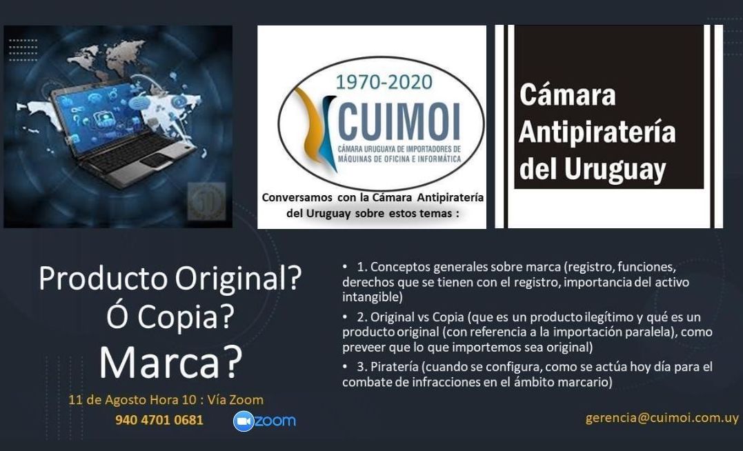 CUIMOI Y LA CÁMARA ANTIPIRATERÍA DEL URUGUAY TE INVITAN A PARTICIPAR .